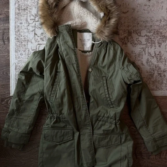 Abercrombie A&F Archive Fleece-Lined Parka in Natural Green - Picture 6 of 7